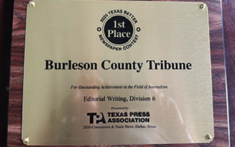 TRIBUNE MANAGING Editor Denise Squier won first place in Division 6 in the 2025 Texas Press Association’s “Better Newspaper Contest” for Editorial Writing.