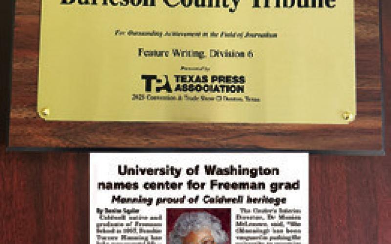 THE TRIBUNE PLACED first in Feature Writing in Division 6 of the Texas Press Association’s 2024 Texas Better Newspaper Contest for this article about Freeman School graduate Frankie Turner Manning. Tribune photo by Denise Squier
