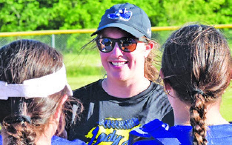 SNOOK COACH Ashley Currington speaks to the Lady Jays during the Snook-Burton game last Friday. Tribune photo by Roy Sanders