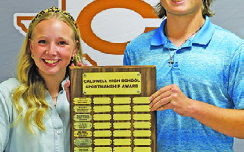 MIA WITHERWAX and Koy Macik were named the Girls and Boys Senior Sportsmanship winners at the recent Caldwell High School Spring Athletic Banquet.