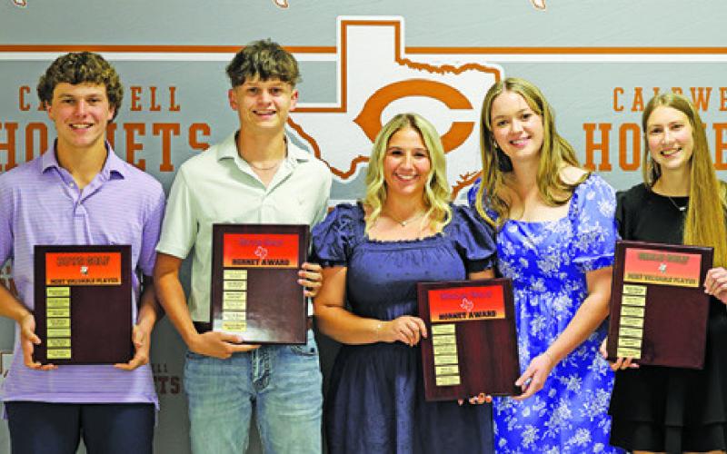 AWARD WINNERS at the recent CHS Athletic Banquet included: Girls Golf -- Madilyn Schneider, MVP; and Alison Krueger and Tanzley Johnson, Hornet Award; Boys Golf -- Kaden Fritsche, MVP’ and Cobey McCuller, Hornet Award.