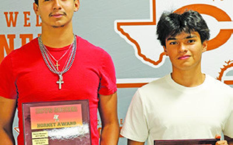 AWARD WINNERS at the recent CHS Athletic Banquet included: Boys Soccer -- Benjamin Jaimes, MVP; and Jeffry Tobias, Hornet Award.