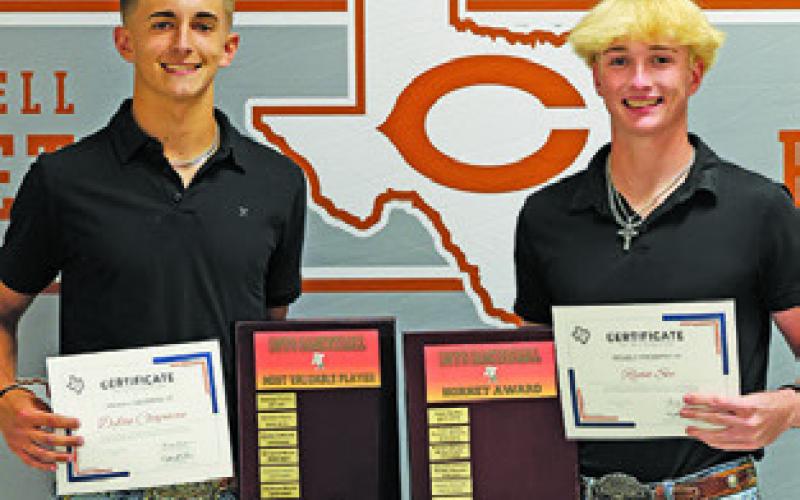 AWARD WINNERS at the recent CHS Athletic Banquet included: Boys Basketball -- Dyland Chapman, MVP; and Ryan See, Hornet Award.