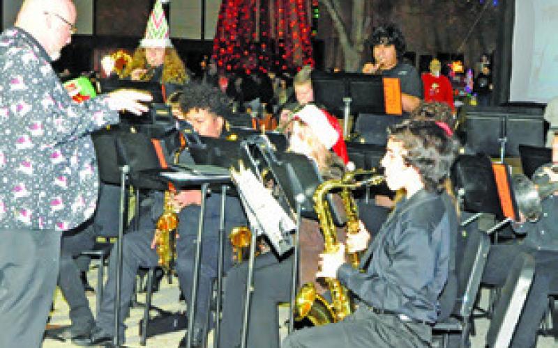 THE CALDWELL HIGH SCHOOL JAZZ Band performs for the crowd at last Friday night’s “Christmas on the Square.” Tribune photo by Denise Squier