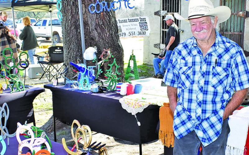 JACK MURPHY DISPLAYS his work from Jack’s Western Art on Sunday, March 2, at the Somerville Farmers Market.