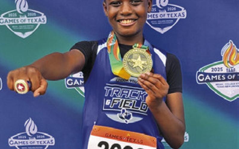 CORNELL CURRY won gold at the Texas Amateur Athletic Federation’s 2025 Summer Games of Texas in the boys 10U high jump.