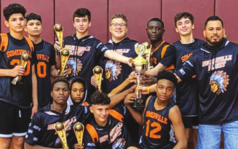 THE SOMERVILLE 14U BOYS Little Dribblers won the championship in the Senior Boys Continental Division at last weekend’s Little Dribblers National Tournament. Pictured, from left, front, are JaKeith Daniels, Jeremy Vela Jr, Ian Teague, Kasen Edwards, back, Gavin Williams, Stevan Martinez, Kutter Rohrbach, Canyon Surovik, Keoth Crawford, Kason Rohrbach and Coach Joshua Vela. Not pictured are assistant coaches, John Legg, Jeremy Vela, Davian Vela and Ben Vela.