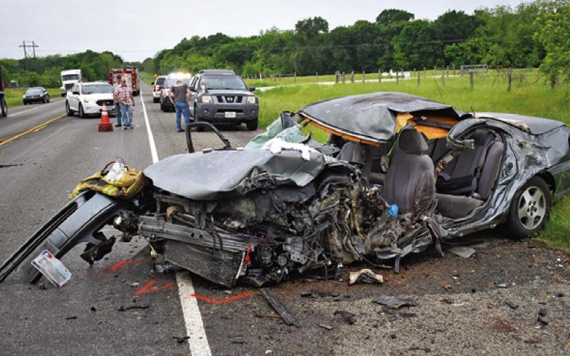 THE WRECKAGE OF the car McNeil was driving in the Monday morning accident.