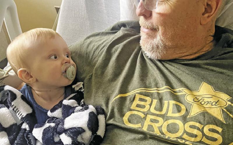 CALDWELL RESIDENT WES KAUDER is pictured in his hospital bed