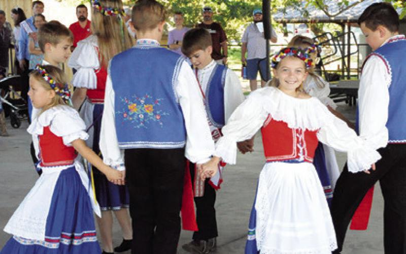 SNOOK BESEDA DANCERS from Snook SPJST Lodge No. 9 perform for those attending the Opening Ceremonies of the 40th Annual Kolache Festival on Saturday in downtown Caldwell. Tribune photo by Denise Squier