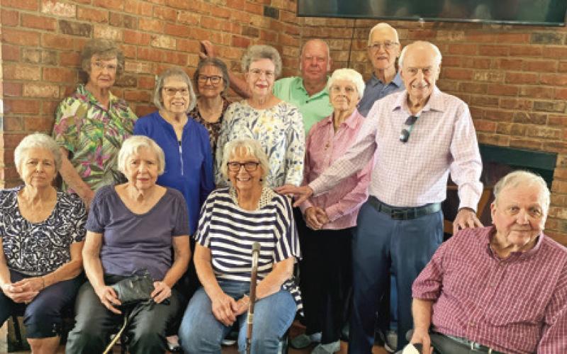 THE CALDWELL HIGH School Class of 1958 met for their reunion on Thursday, Aug. 29, at 4-Tines Restaurant in Caldwell. Those pictured are Kay Luedke, Margie Poehl, Laura Kiel, Alphonse Budnik, Virginia Drgac, Bonnie Brinkman, Carolyn Drgac, Joann Urbanovsky, Tommy Eubanks, Shirley Daniels, Vance McManus and Howard Kovar.