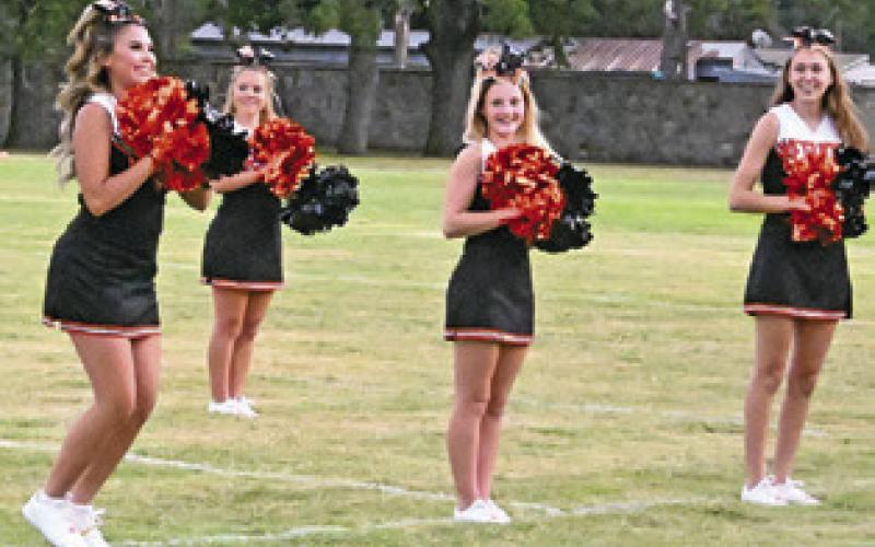 THE SOMERVILLE HIGH School cheer squad pepped up those attending “Meet the Yeguas” last week at Yegua Stadium. Tribune photo by Denise Squier