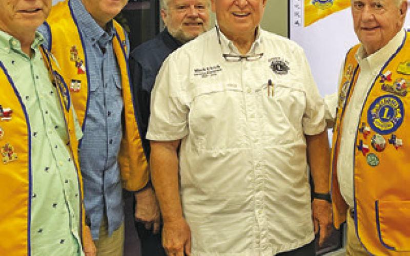 THE CALDWELL MEN’S LIONS CLUB recently hosted Lions from La Grange to talk about membership ideas. Pictured are, from left, Caldwell President Robbie Holt, Vice President Tony Zaccagnino, La Grange Lion Sam Wilson, La Grange Lion Mark Ullrich and Caldwell Director Gordon Richardson.