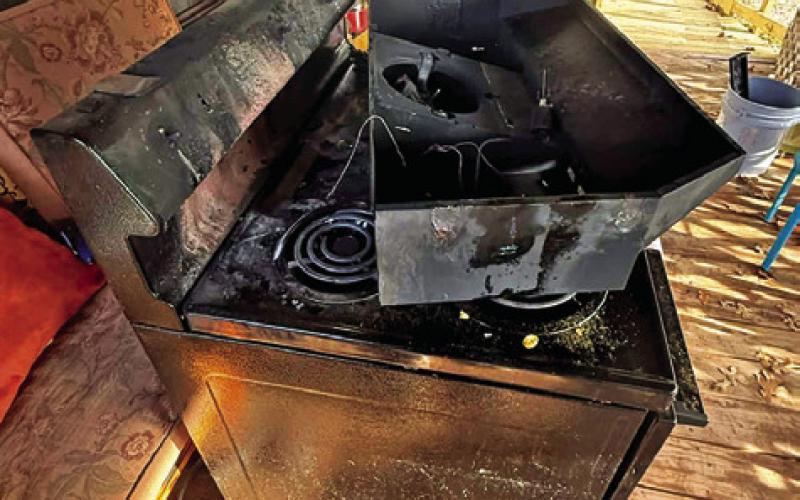 THE FIRE ORIGINATED in the kitchen of McKay’s home, which is located on Cedar Creek Road. Photo courtesy of Liz McKay