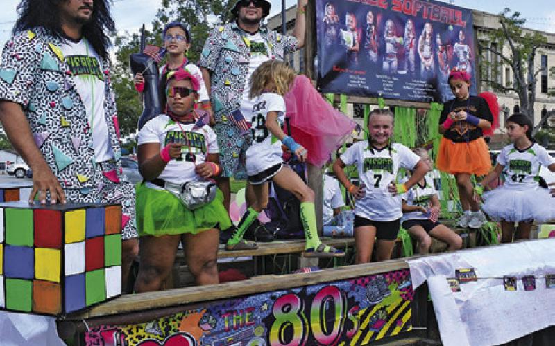 FIERCE SOFTBALL 10U’S float won the youth category in last Saturday’s Burleson County Fair Parade in downtown Caldwell. Tribune photo by Roy Sanders