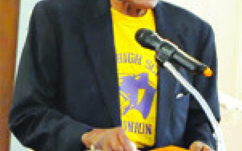 SMITH HIGH SCHOOL former teacher/ coach, Willian C. Johnson, spoke at last Saturday’s historical marker dedication.