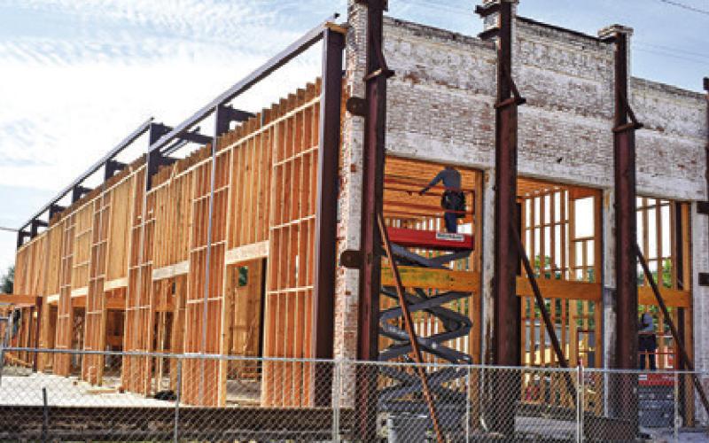 CONSTRUCTION ON THIS new building owned by Pat Novosad continues at the intersection of Hill and Buck streets in Caldwell.