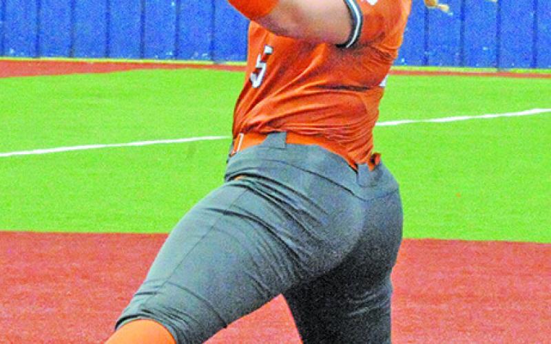 CALLIE FLETCHER pitches during the Caldwell-Robinson area series at Georgetown High School.