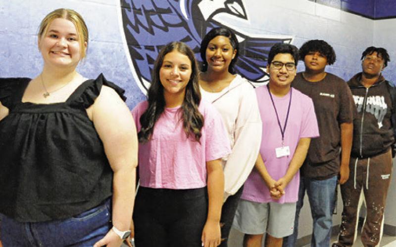 SNOOK HIGH SCHOOL recently announced its homecoming court, with the homecoming football game this Friday at 7 p.m. against rival Somerville. Pictured are the queen and king hopefuls, from left, Melanie Parmer, Marissa Batiste, Aniyah Stringfellow, Heath Conrad, Tray Jackson and Jeremiah Curry. Tribune photo by Denise Squier