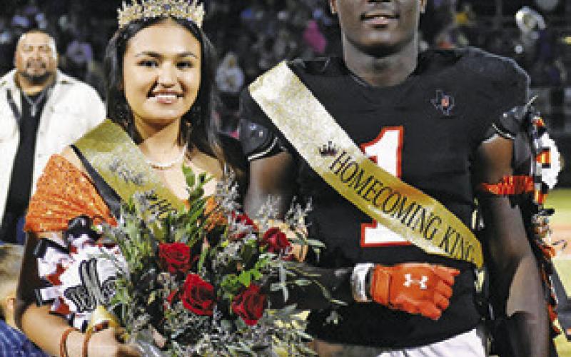 KEITH CRAWFORD is named Somerville Homecoming King, and Vivianna Munoz is named Homecoming Queen at last Friday’s homecoming game against Granger.