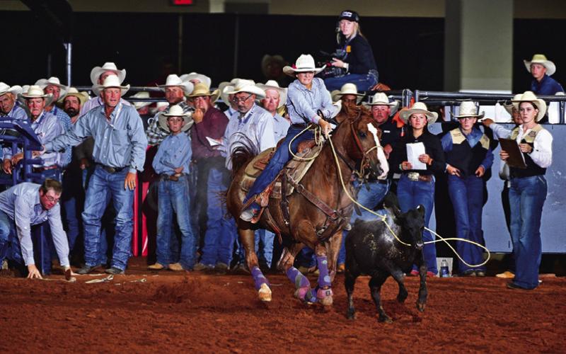 GIULIANA SCARMARDO OF CALDWELL won the 2026 world championship in girls breakaway at the National Junior High Finals Rodeo. Photo courtesy of Ashley Scarmardo