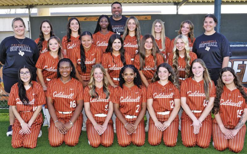 THE LADY HORNET VARSITY softball team is, from left, front, Abigail Qualls, Samone Clark, Molly Meadows, Avelyn O’Riley, Kaylee McAllister-Crump, Natalie Buckholt, Madissyn Morales, middle, Alyssa Reyes, Hailey Reyes, Jaelyn Gest, Jaiden Doonan Mayzi Witherwax, back, Coach Casey Faske, Kinsley Zwernemann, Brynn Morton, Zamarea Young-Johnson, Coach Marcus Escalante, Tatum Supak, Jordyn Hafernick, Abby Lopez and Coach Delaney Stefka.