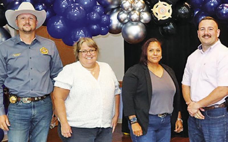 THE ANNUAL LAW Enforcement Appreciation Banquet was held last Thursday, and four employees at local agencies were recognized for their service to Burleson County. Those honored included Lieutenant Al Horak with the Burleson County Sheriff’s Office, Service Above Self Award; Tanya Muzny with Caldwell PD, Support Person of the Year; Patrol Officer Nancy Cowen with Caldwell PD, Charles Sebesta Peace Officer of the Year; and Deputy Bern Collum with the Burleson County Sheriff’s Office, Rookie of the Year.