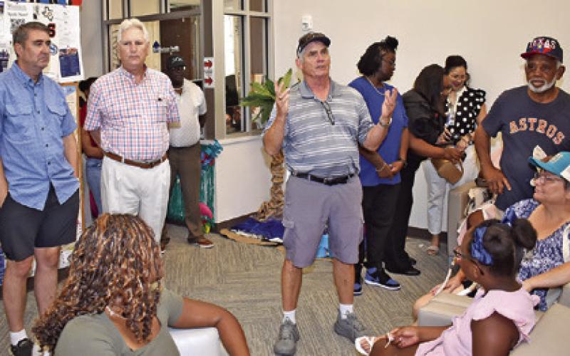 BURLESON COUNTY HOSPITAL District Board Chair Kirk Chapman addresses the gathering on Thursday, July 23, at the Somerville Family Practice Clinic.
