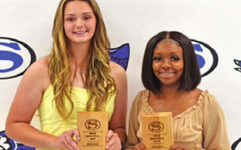 SNOOK HIGH SCHOOL’S Girls Basketball Award winners were Alexis Macik, Heart Award, and LaBrayla Pool, MVP.