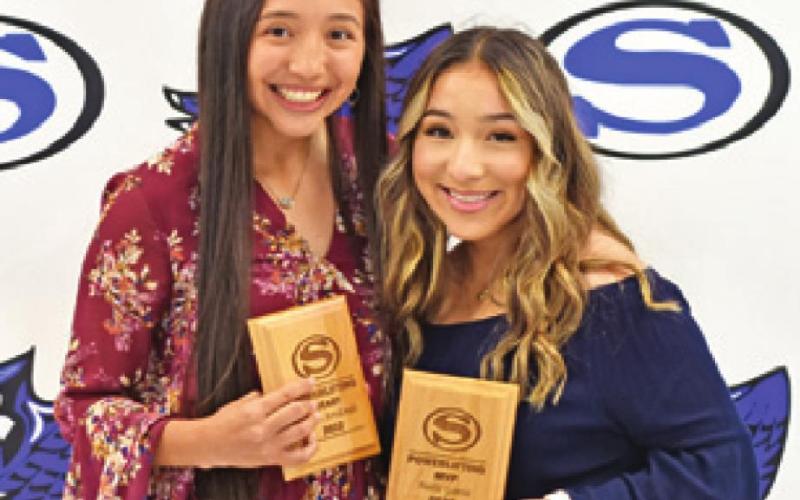 SNOOK GIRLS Powerlifting Award winners were Paola Arredondo, Heart Award, left, and Nadia Garcia, MVP, right.