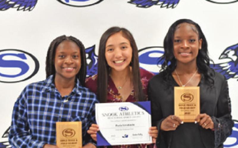 THE SNOOK GIRLS Track award winners included MVPs Bre’asia and Bre’anna Louis and Paola Arredondo won the Heart Award.