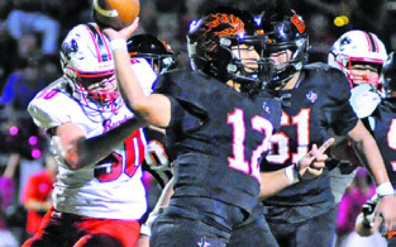 SOMERVILLE QUARTERBACK Andy Espinoza throws the ball against Burton in 2026. Tribune photo by Denise Squier