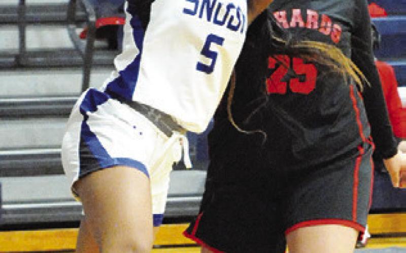 ALANA STRINGFELLOW shoots a layup during Snook’s game against Richards on Tuesday afternoon.