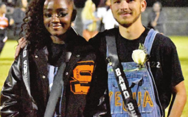SOMERVILLE HIGH School’s Band Sweetheart Deana Williams and Band Beau Jason Bray were honored last Friday at the football game. -- Tribune photo by Roy Sanders