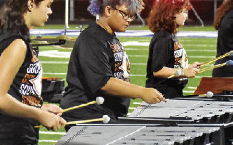 THE CALDWELL HORNETS Band performs at halftime of the Crockett game last Friday. Tribune photo by Roy Sanders
