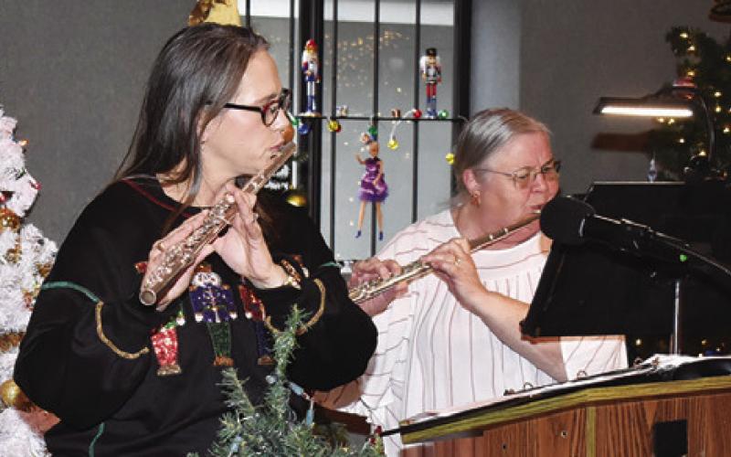 SAMANTHA EVANS and Dr. Nancy Ginsberg perform last Saturday at the Angel Tea at First United Methodist Church in Somerville.