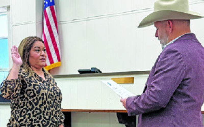BURLESON COUNTY TAX Collector Jessica Lucero is sworn into office on Jan. 1 by County Judge Keith Schroeder.