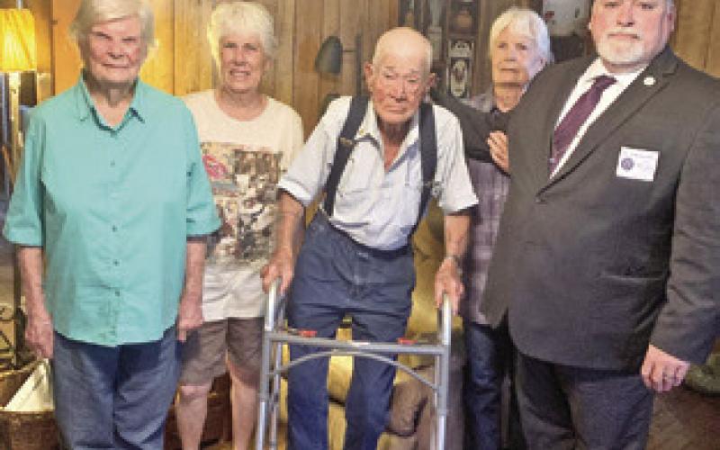 JOHN THOMAS CANNON was recognized with his 50 year service award on Wednesday, Aug. 13. Representatives from Warren Lodge in Caldwell visited him in his home to honor Cannon for his service to the craft and community. Warren Lodge has been an active organization in the community for 175 years.
