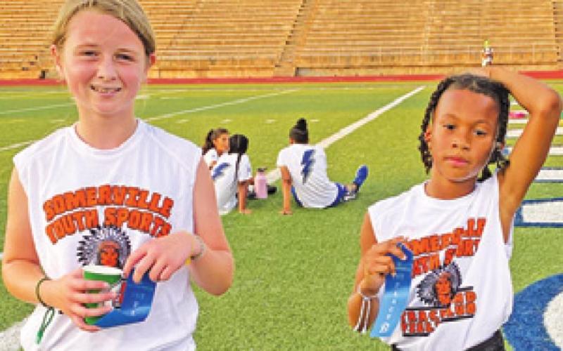 RHYANN RICCI and Landon Vela earned ribbons at the Bryan Thunderbolts Invitational Track Meet on June 30.