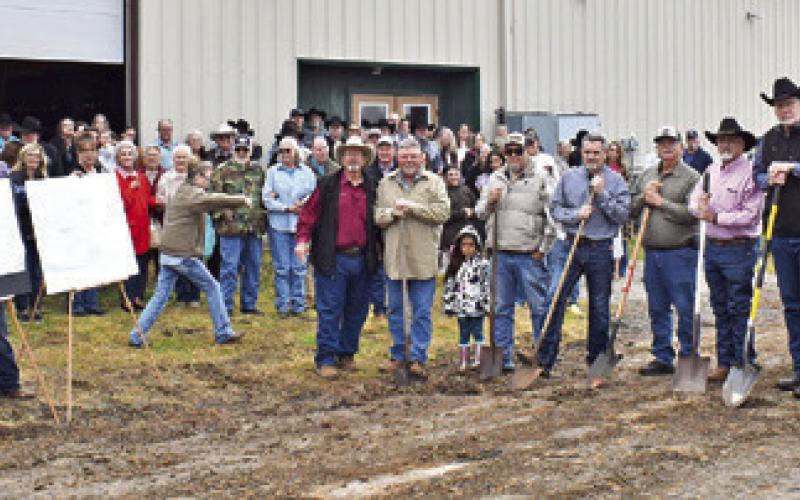 BURLESON COUNTY COWBOY CHURCH members attend the ground breaking of their fellowship and education building on Sunday, Jan. 26, behind the church off State Highway 36 South. The building is being constructed by Rhodes Building Systems in Somerville.