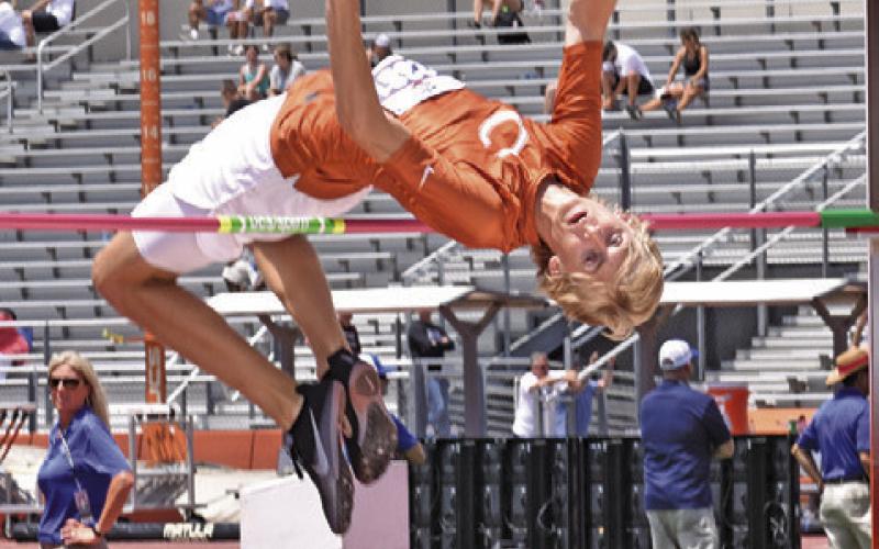 CALDWELL’S DANIEL COWAN placed second in the Class 3A boys’ high jump at the 2022 UIL Track &amp;amp; Field Championships.