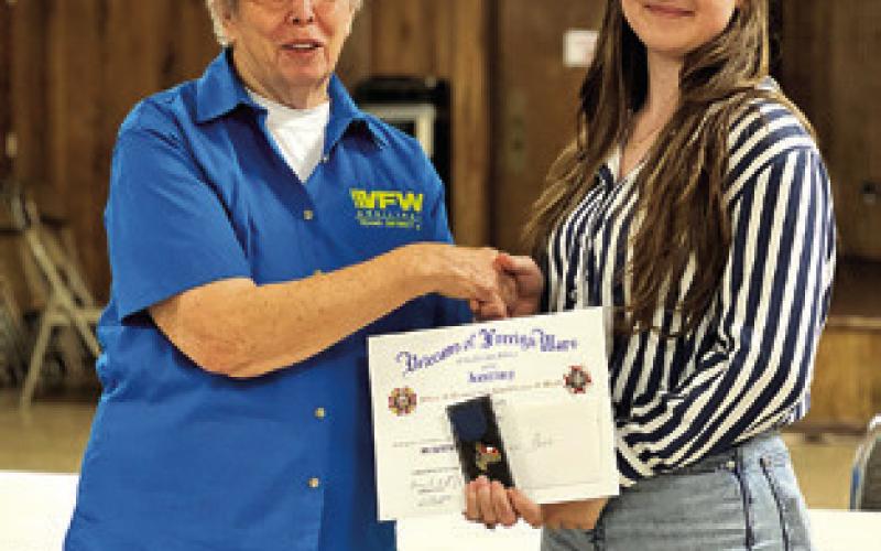 EMMA DAVIS, A SENIOR AT Caldwell High School, won this year’s Voice of Democracy audio essay contest for VFW Post No. 4458. Tribune photo by Sabine Lazo