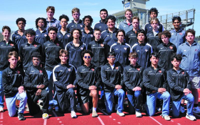 THE 2025 HORNET TRACK TEAM IS from left, front, N. Hermes, M. Crenshaw, S. Ellis, L. Carter, R. Hernandez, L. Vykukal, B. Pearson, A. Martinez, second row, K. Strange, B. Morris, R. Leyva, E. Rogers, L. Colbert, D. Towler, N. Reyes, K. Hair, L. Novosad, third row, M. Butler, J. Hagan, D. Carter, J. Kearney, I. Mireles, H. Novosad, K. Strange, H. Patel, back, L. Albright, L. Freeman, J. Rangel, T. Muzny and J. Tobias.