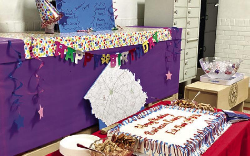 BURLESON COUNTY’S HERITAGE Week cake was displayed on the first floor of the Burleson County Courthouse in Caldwell.