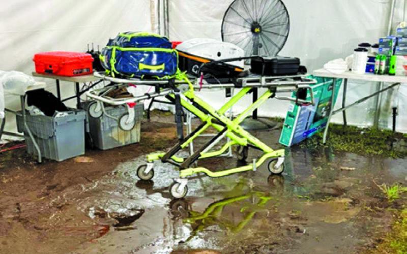 EMERGENCY RESPONDERS faced difficult conditions due to the extreme mud at this year’s Chilifest in Snook. Photo courtesy of CHI St. Joseph Health EMS