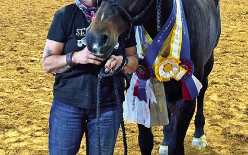 KELLY LAZO AND HER HORSE, The Lil Prince, earned two championship titles and two top three all around awards in the limited amateur division at this year’s Texas Ranch Horse Championship. Tribune photo by Sabine Lazo