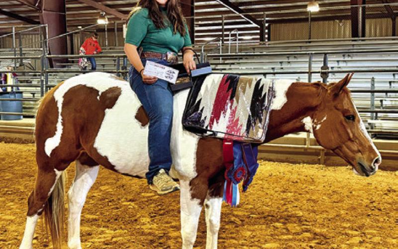 SABINE LAZO AND HEZA HUGABLE JET competed in the open senior division, bringing home one championship title, one reserve championships title, one all around championship and one reserve all around championship. Tribune photo by Sabine Lazo
