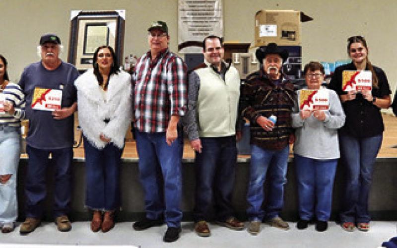 WINNERS AT THE 2026 CASINO Night Fundraiser included, from left to right: Tricia Schultz, Kayla Tyler, Timmy Qualls, Kate Hinnet, Stretch Linde, Kevin Shimek, Curtis Barnett, Betty Suehs, Riley Broaddus and Randy Schultz. Photo courtesy of Amy Jurica
