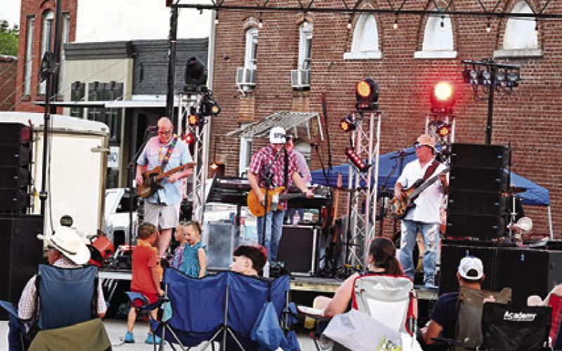 HUNDREDS OF BURLESON County residents were on hand for the first installment of Main Street Caldwell’s “Summer Concert Series” last Saturday night, featuring Texas Unlimited Band. Tribune photo by Denise Squier