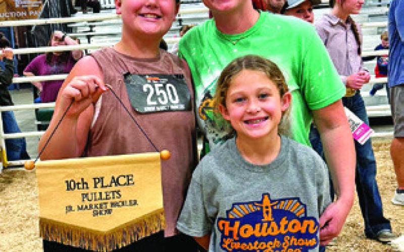 BURLESON COUNTY 4-H MEMBER Blakely Kemper placed 10th with her pullets at the Houston Livestock Show and Rodeo. Photo courtesy of Megan Rogers